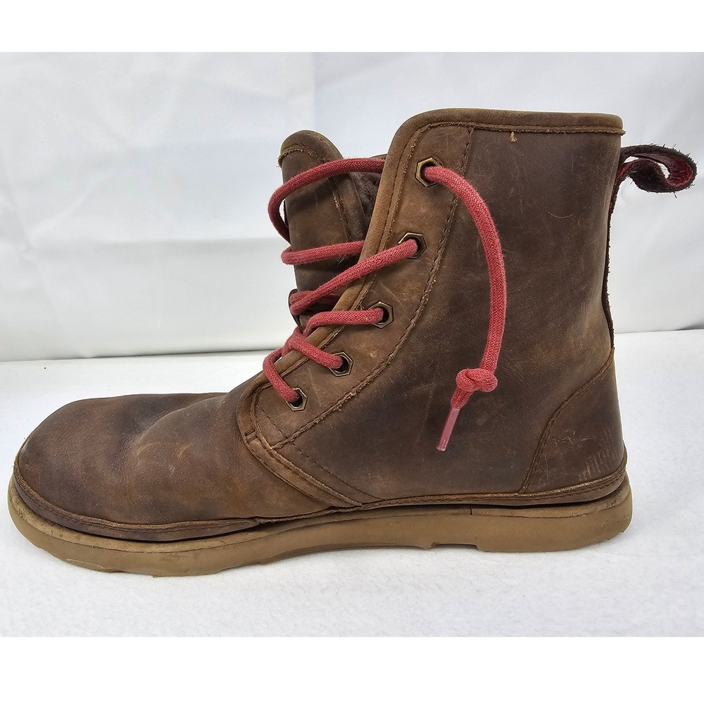 UGG Men's Harkley Waterproof Brown Leather Boots Size 10 - Picture 2 of 8